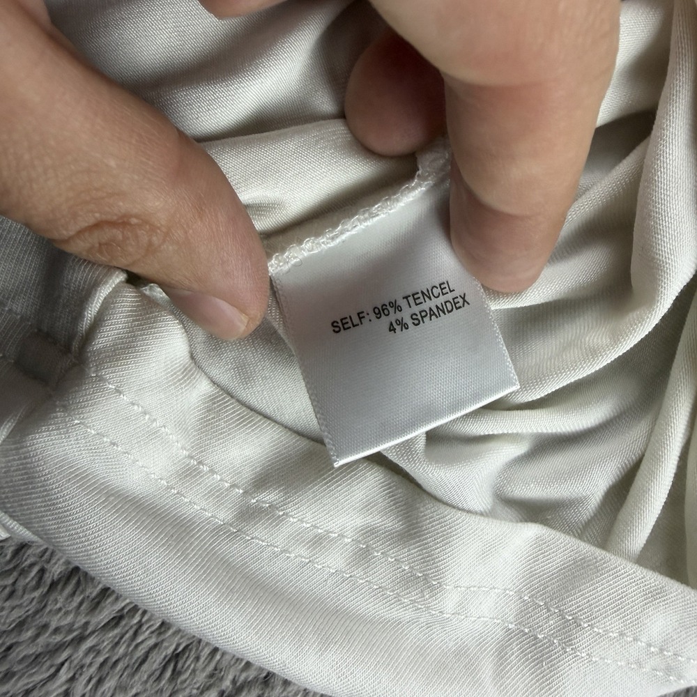MODERN WORKS Ruched Fitted Short Sleeve Button Up Shirt Womens Medium White - Picture 8 of 13
